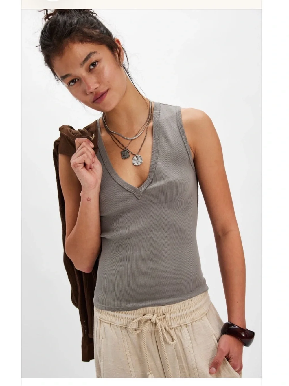 Free People Neria V Neck Tank Top.